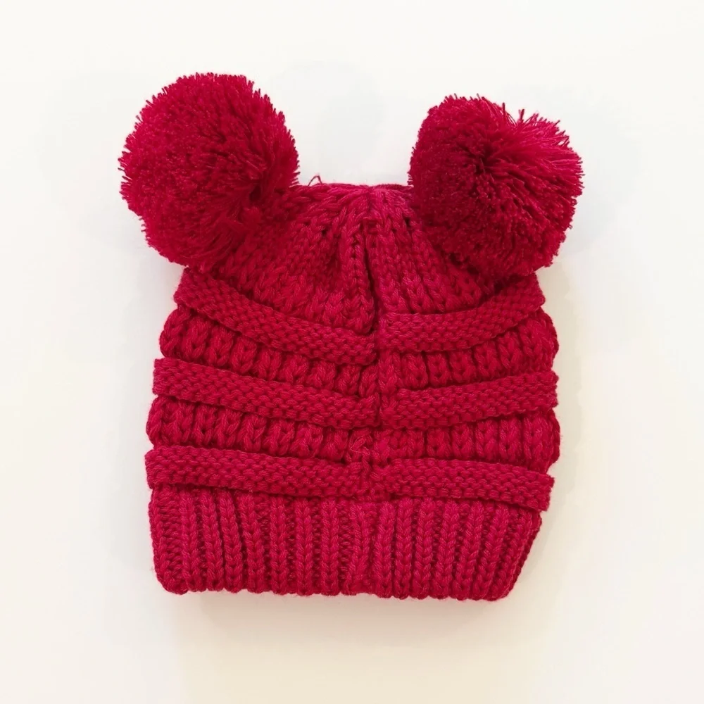 C.C Baby Double Pom Red Beanie